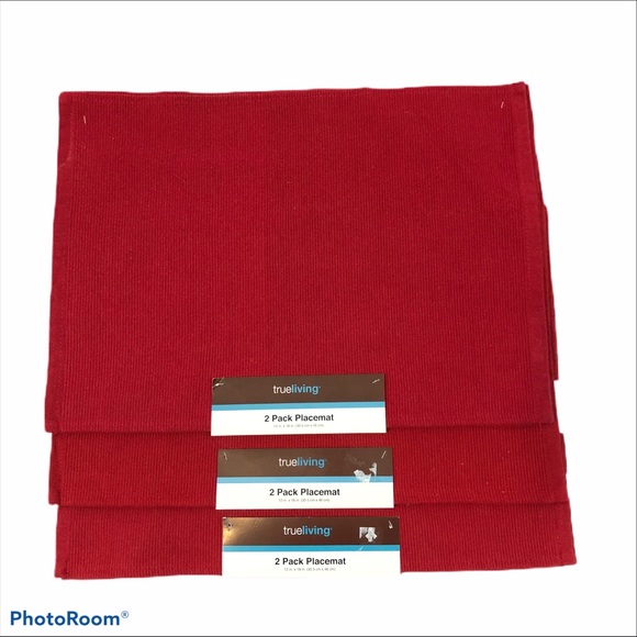 True Living Other - 3 Packs of Brand New Placemats- two per pack Red